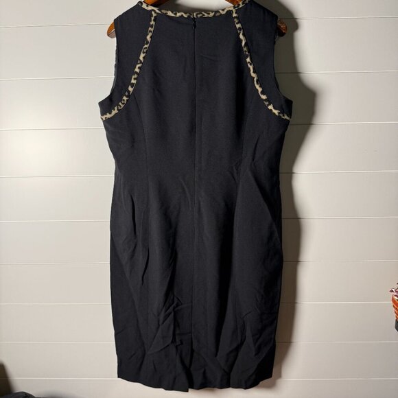Black Label by Evan Picone Sheeth Dress & Jacket Black Leopard Print Size 14 - Picture 7 of 14